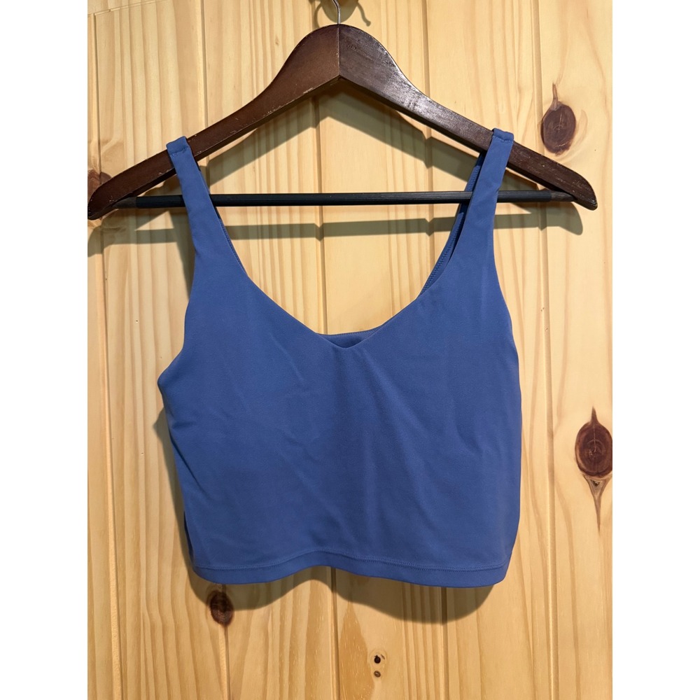 OFFLINE by Aerie Real Me Longline Sports Bra Blue V-Neck Crop Top Medium - Picture 1 of 6